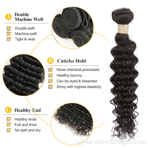 Lsy Wholesale Brazilian Remy Hair Deep Wave 3 Bundles Deal Brazilian Hair Weave Bundles 100% Human Hair Weave Remy 8-28"